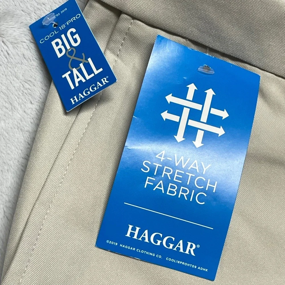 Haggar Cool 18 Pro Mens Shorts 52 String Beige Stretch‎ Golf Classic